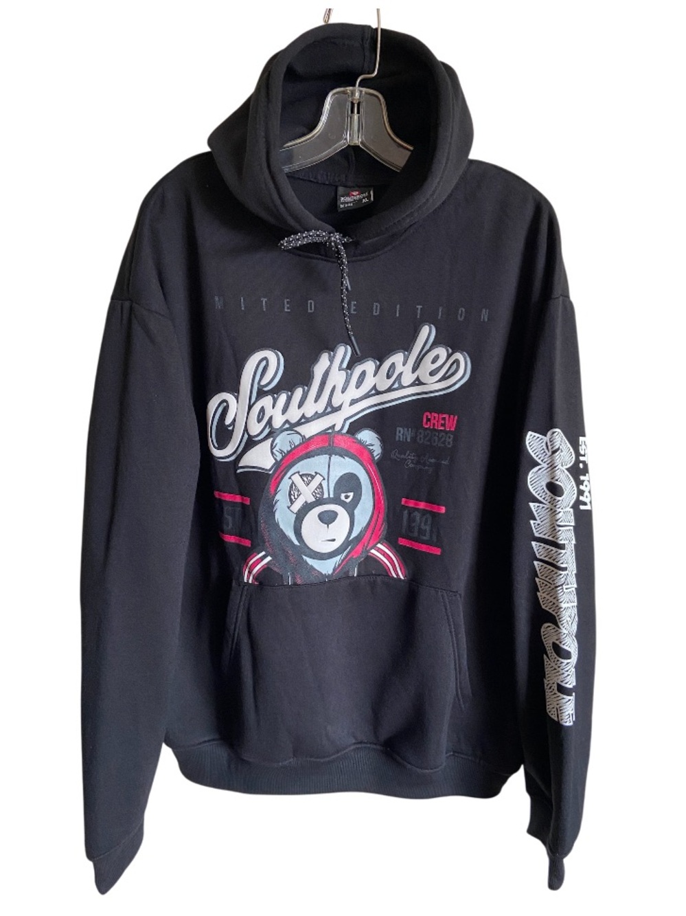 Vintage Y2K Southpole Limited Edition Bear Graphic Hoodie Black XL
